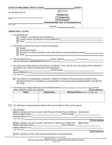 Printable Temporary Custody Forms