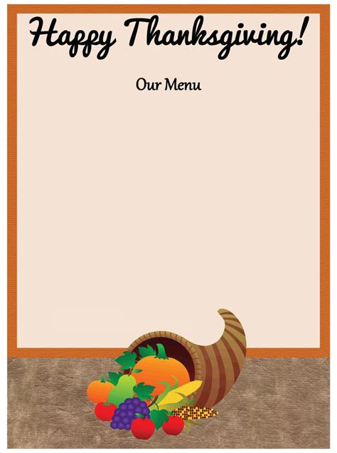 Printable Thanksgiving Dinner Menu