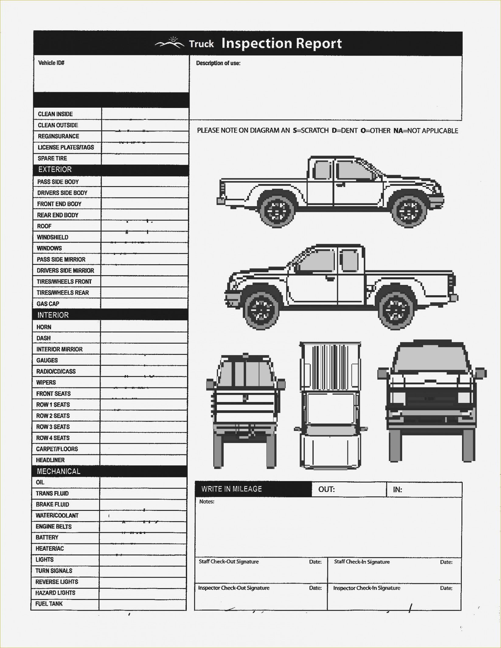 Printable Vehicle Inspection Form