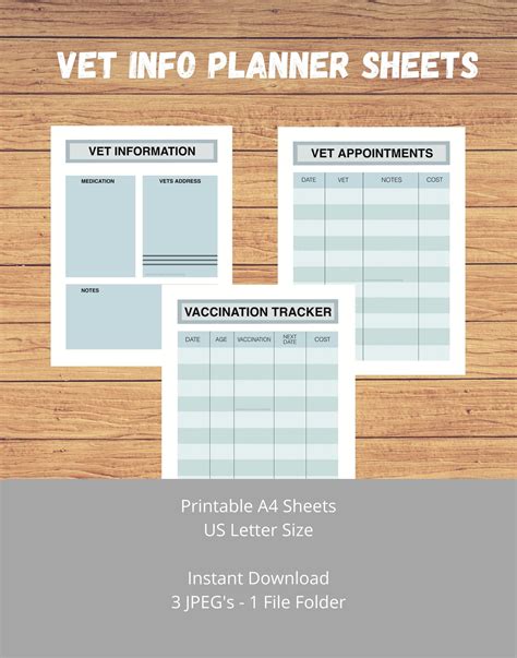 Printable Vet Appointment Planner Pet Care Checklist Puppy Etsy