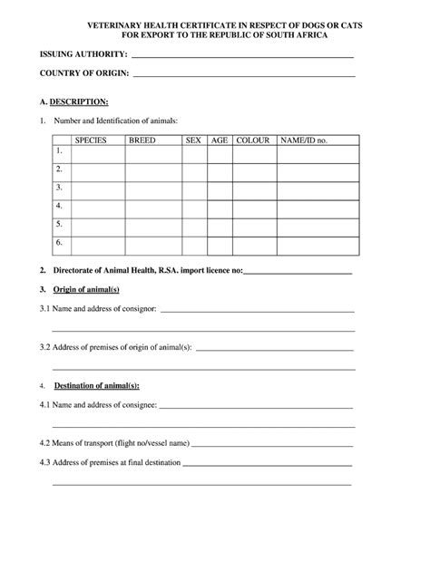 Printable Veterinary Health Certificate Form Fill Out Amp Sign Online Dochub