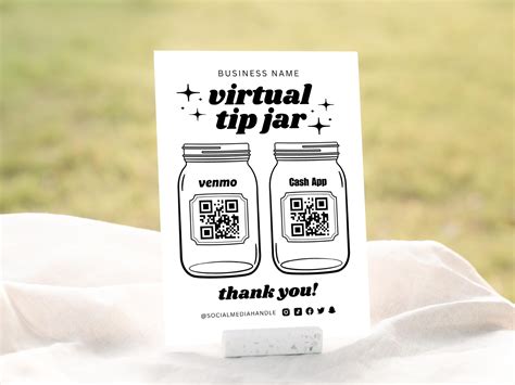 Printable Virtual Tip Jar Sign Template Small Business Tips Etsy