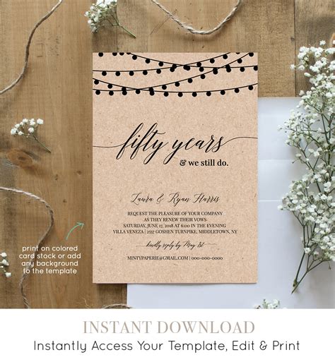 Printable Vow Renewal Invitations