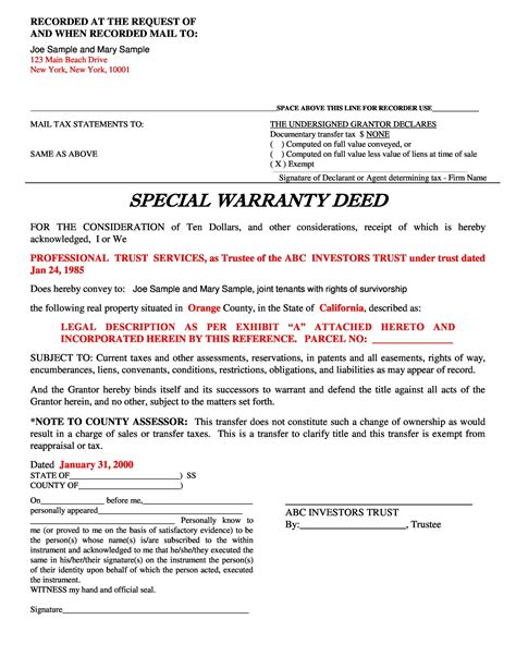 Printable Warranty Deed Printable Form Templates And Letter