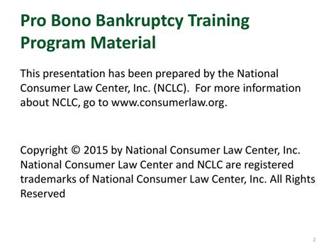 Pro Bono Bankruptcy Training Program Material Ppt Download