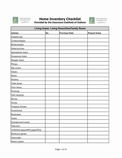 Probate Inventory Worksheets