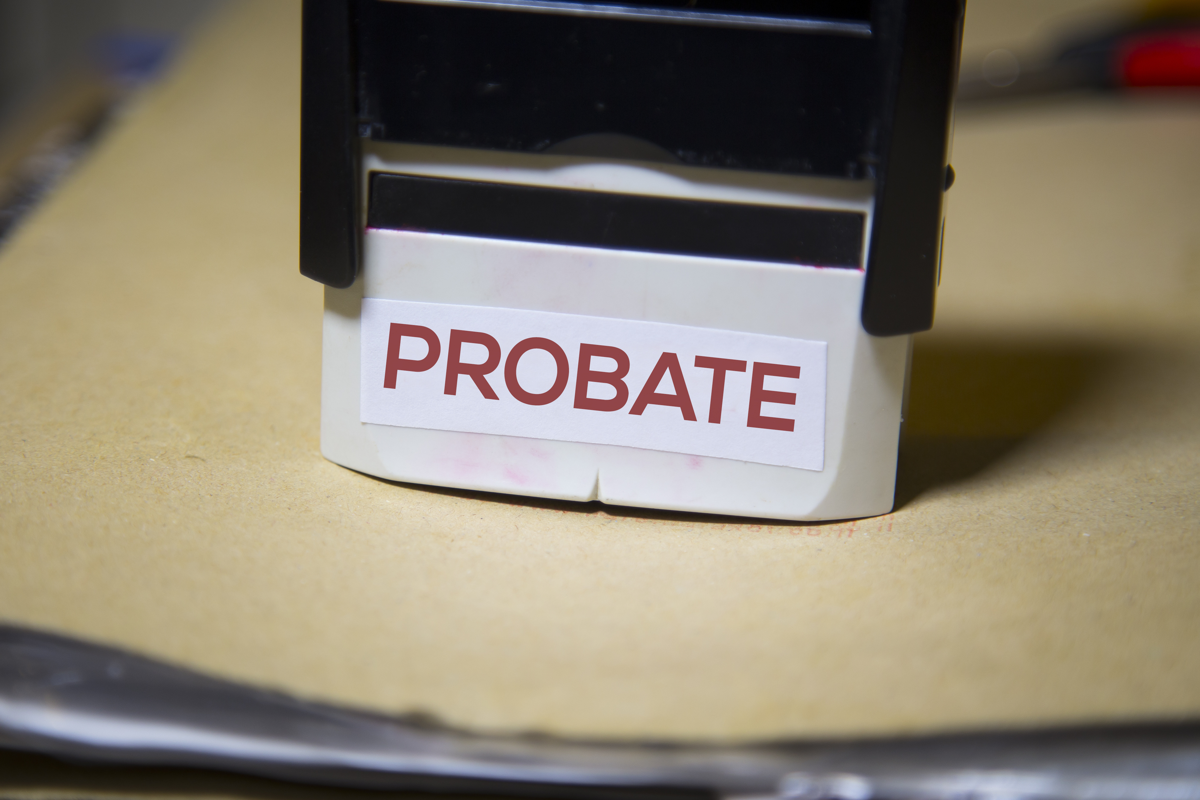 Probate Stamp On A Big Folder Of Paperwork