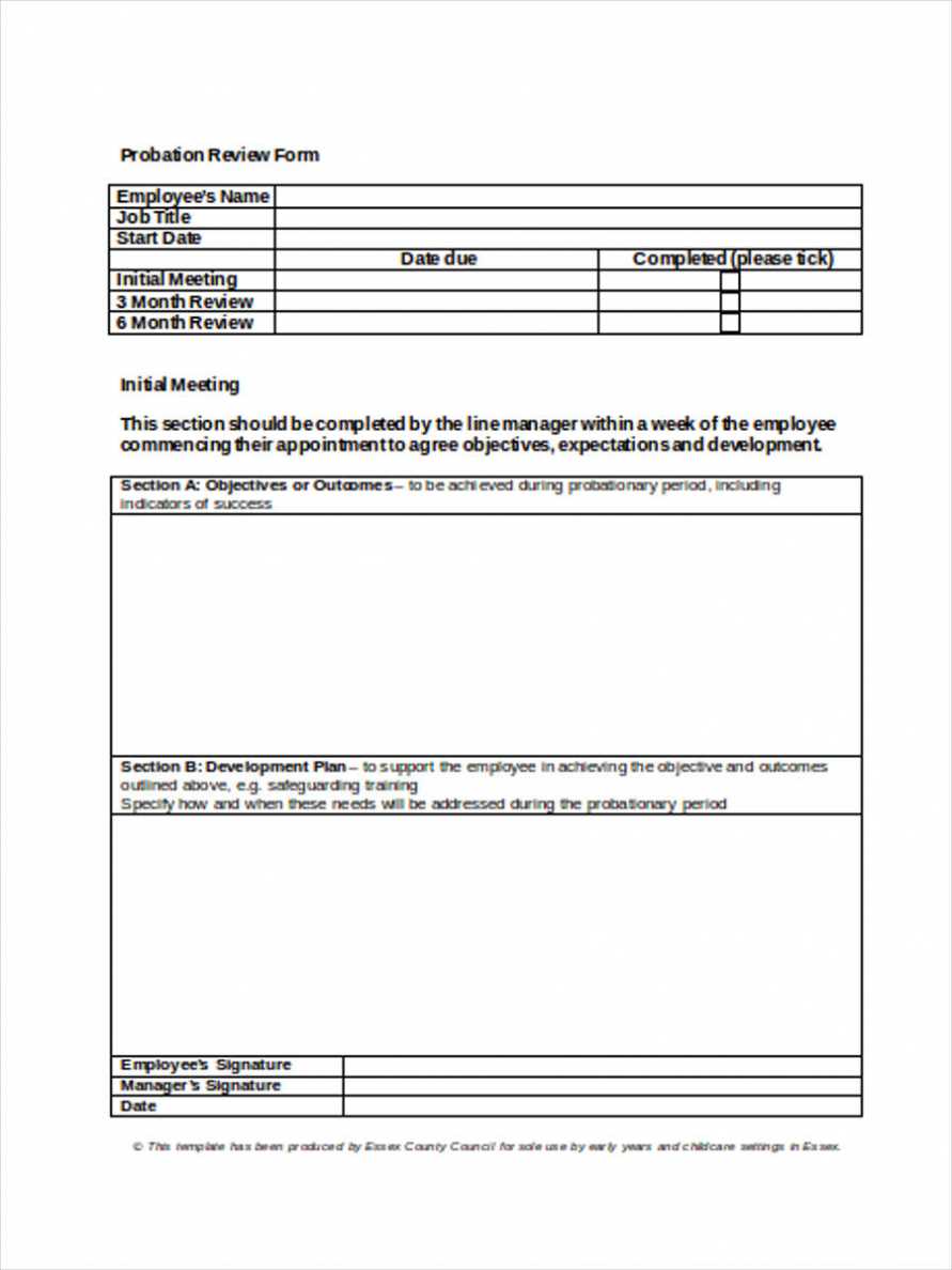 Probation Form Template