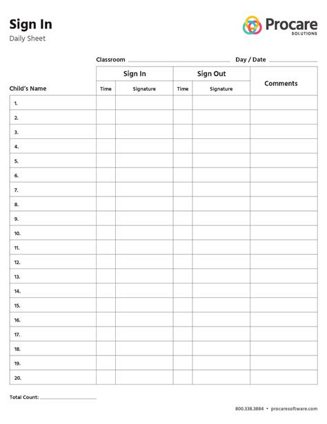 Procare Sign In And Out Sheet Fill Online Printable Fillable Blank