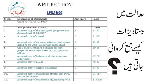 Procedure For Submission Of Documents In High Court How To Make Index