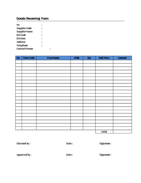 Products Receiving Form Template Download This Template To Keep Track Of All Products That Are