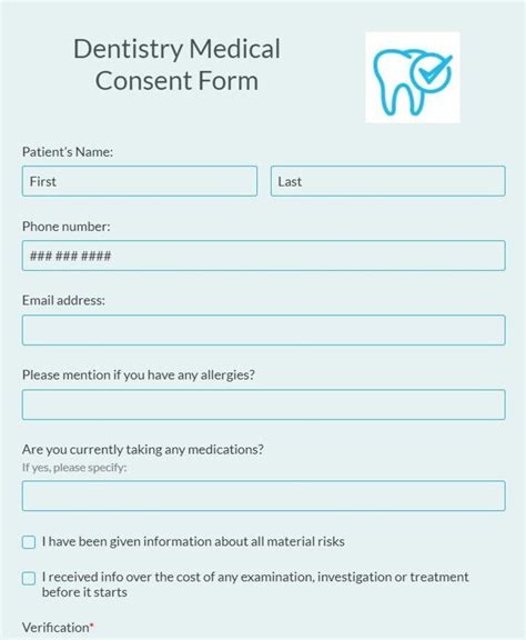 Professional Dental Intake Form Client Informed Consent Form Dental Office Paperwork Template