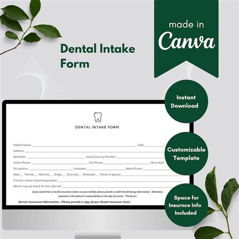 Professional Dental Intake Form Client Informed Consent Form Dental