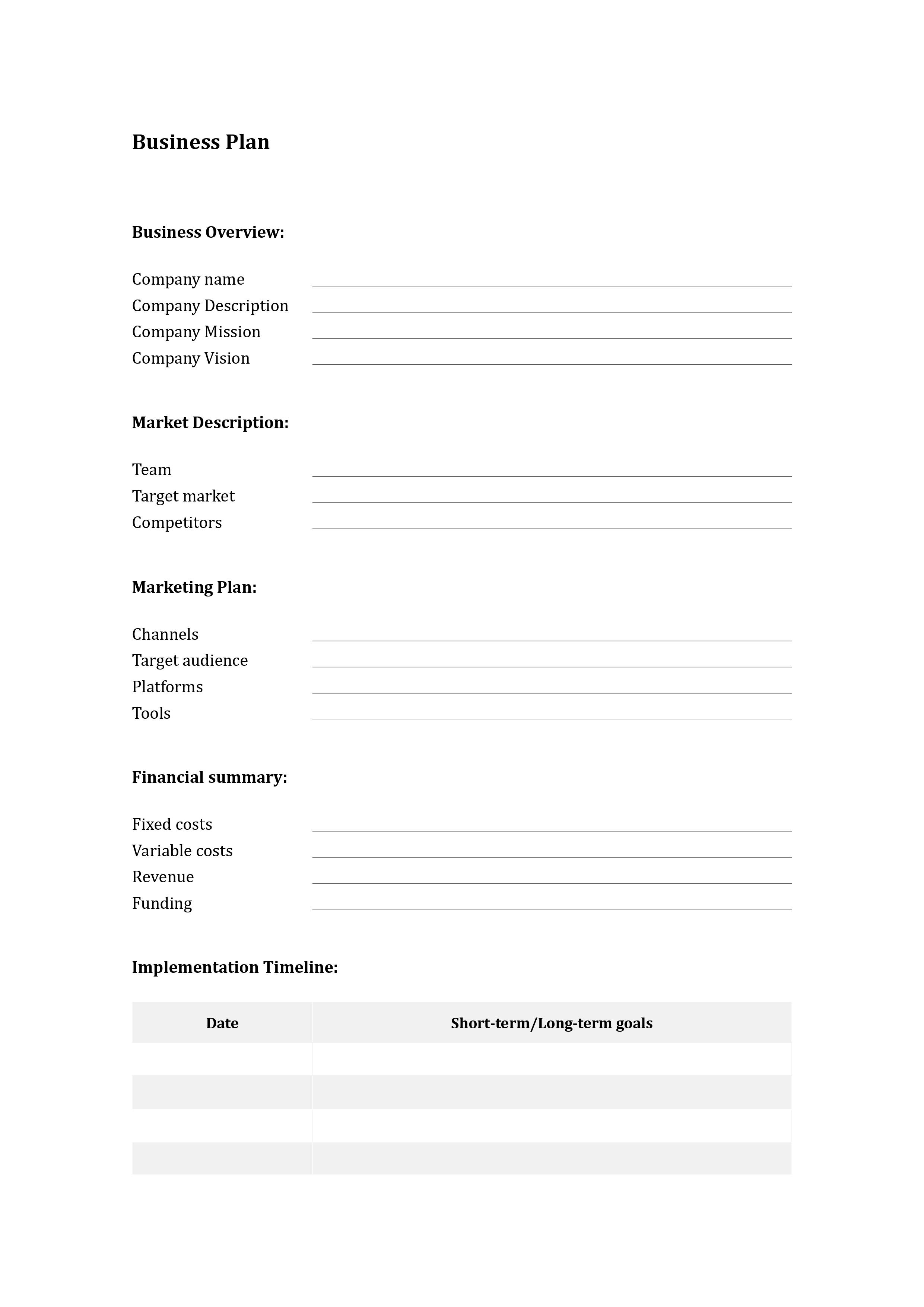 Professional Organizing Business Plan Template