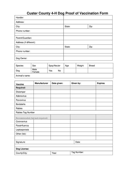 Proof For A Dog Of Vaccine Fill Online Printable Fillable Blank