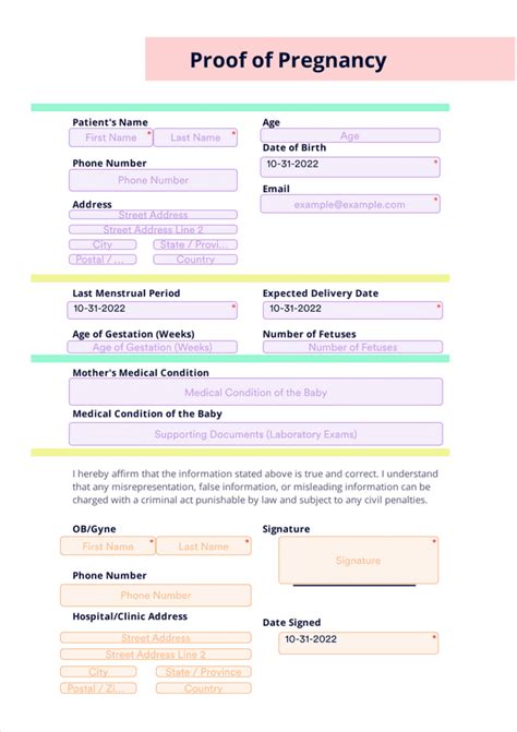 Proof Of Pregnancy Letter From Doctor Pdf Fill Online Printable