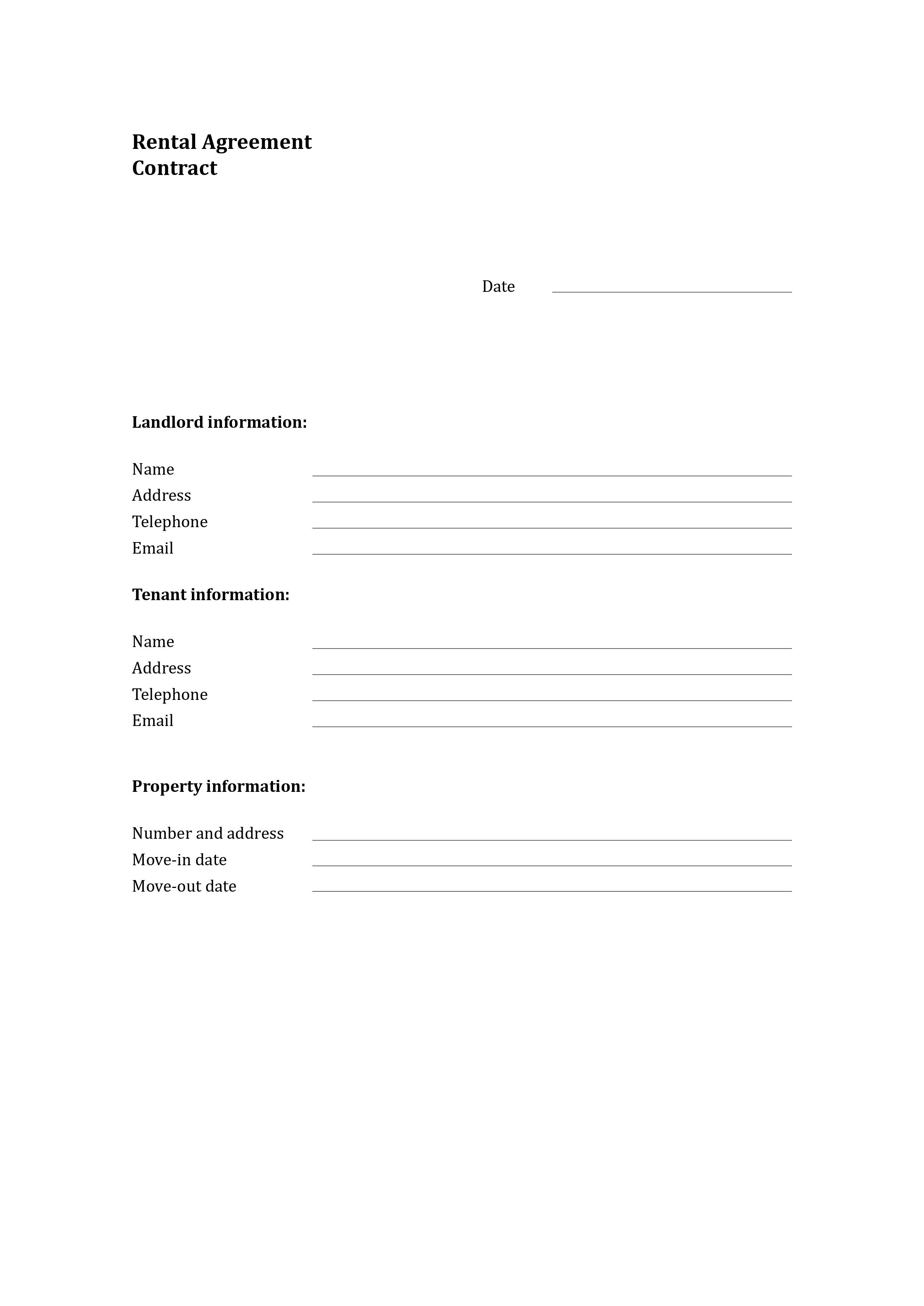 Property Deed Free Printable Documents Rental Agreement Templates