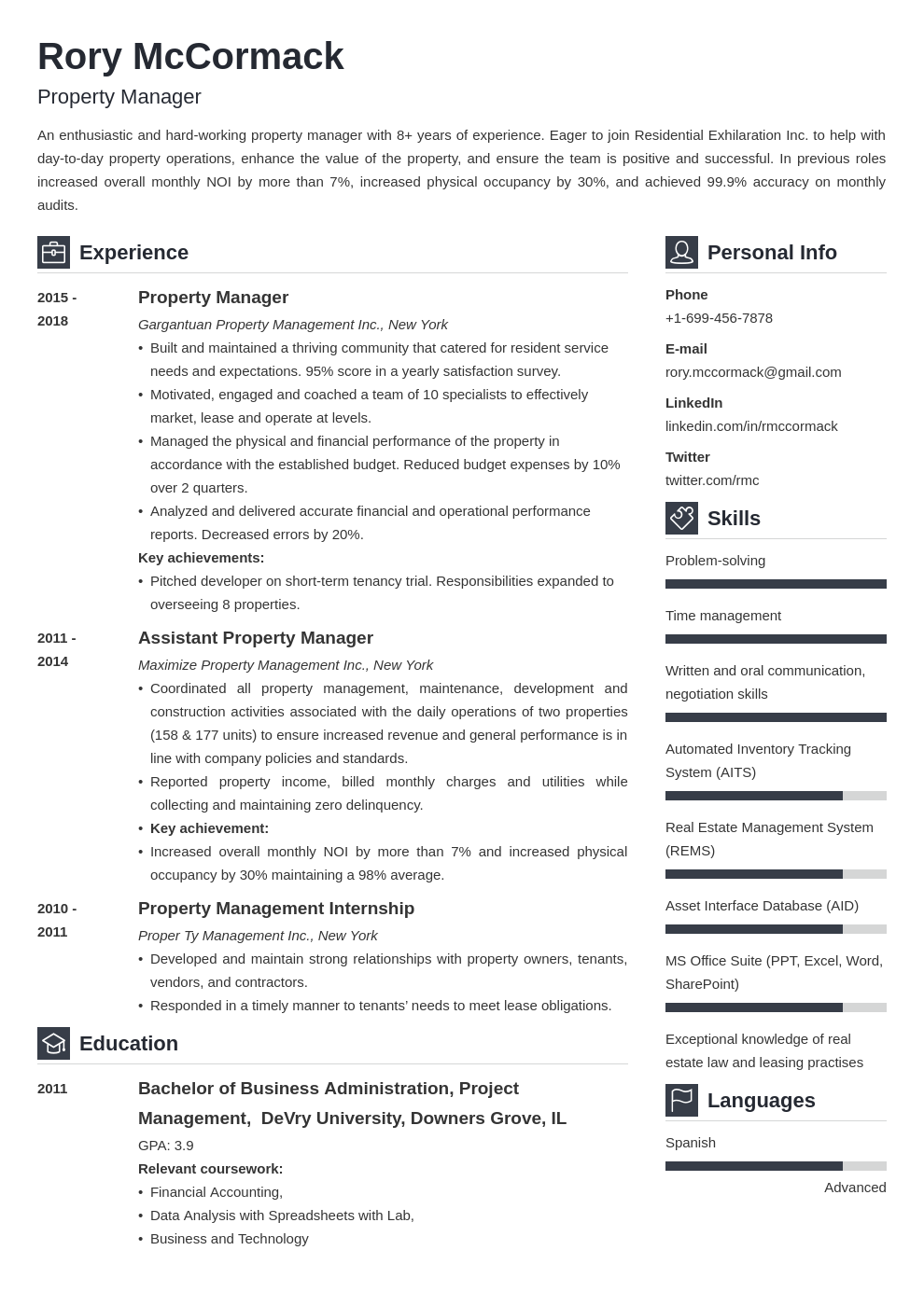 Property Manager Cv Sample 25 Examples And Writing Tips