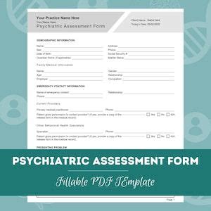 Psychiatric Forms Bundle Editable Fillable Printable Pdf Templates