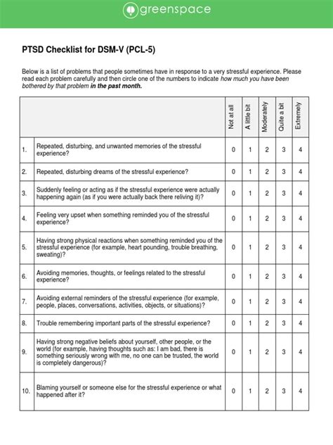 Ptsd Checklist For Dsm V Pcl 5 Pdf Experience Feeling