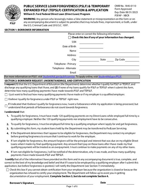 Public Service Loan Forgiveness Form 5 Free Templates In Pdf Word