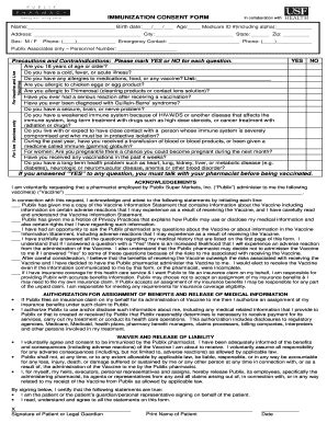 Publix Health Immunization 2012 2024 Form Fill Out And Sign Printable