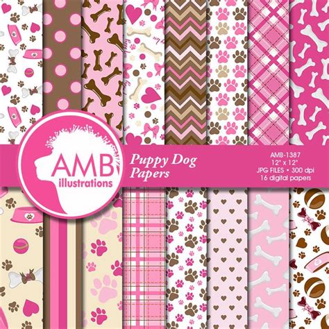 Puppy Dog Papers Dog Digital Papers Pink Puppy Papers Paws Etsy Querbeet Hintergr Nde