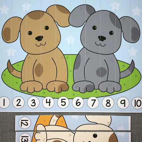 Puppy Number Sequence Puzzles For Number Recognition And Fine Motor