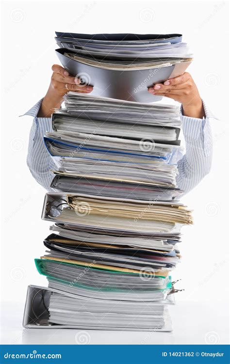 Put Paper Into High Pile Paperwork Stock Photo Image Of Workload