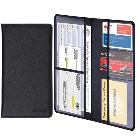 Qiditong Car Insurance And Registration Holder Pu Leather Vehicle Essential Paperwork Box Organizer Wallet Case For Insurance Card Driver License Paperwork Walmart Com