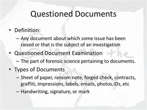 Questioned Documents Examination Signature Forgery Etc Questioned Documents Examination