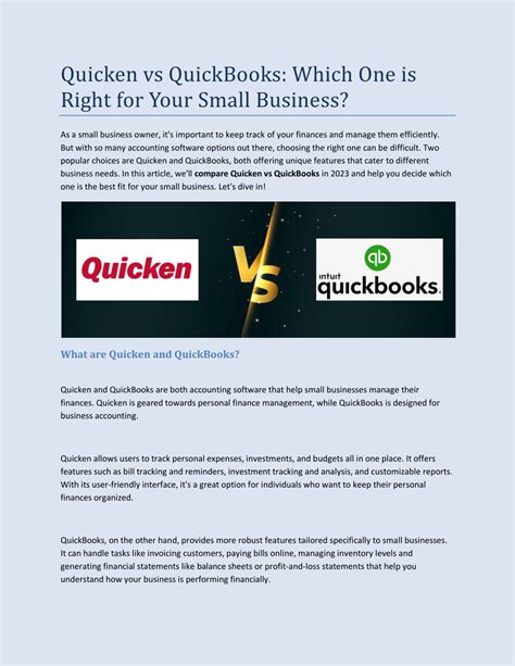 Quicken Vs Quickbooks Which One Is Right For Your Small Business By