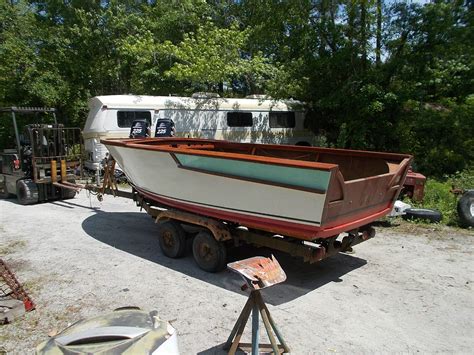 Rare 1959 17 Trojan Sea Queen Wooden Boat Evinrude 50Hp Wood Vintage