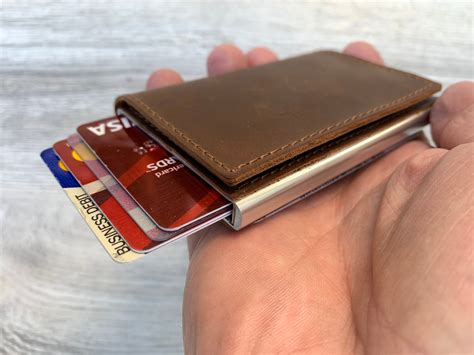 Raw Green Card Holder Leather Credit Card Wallet Front Etsy