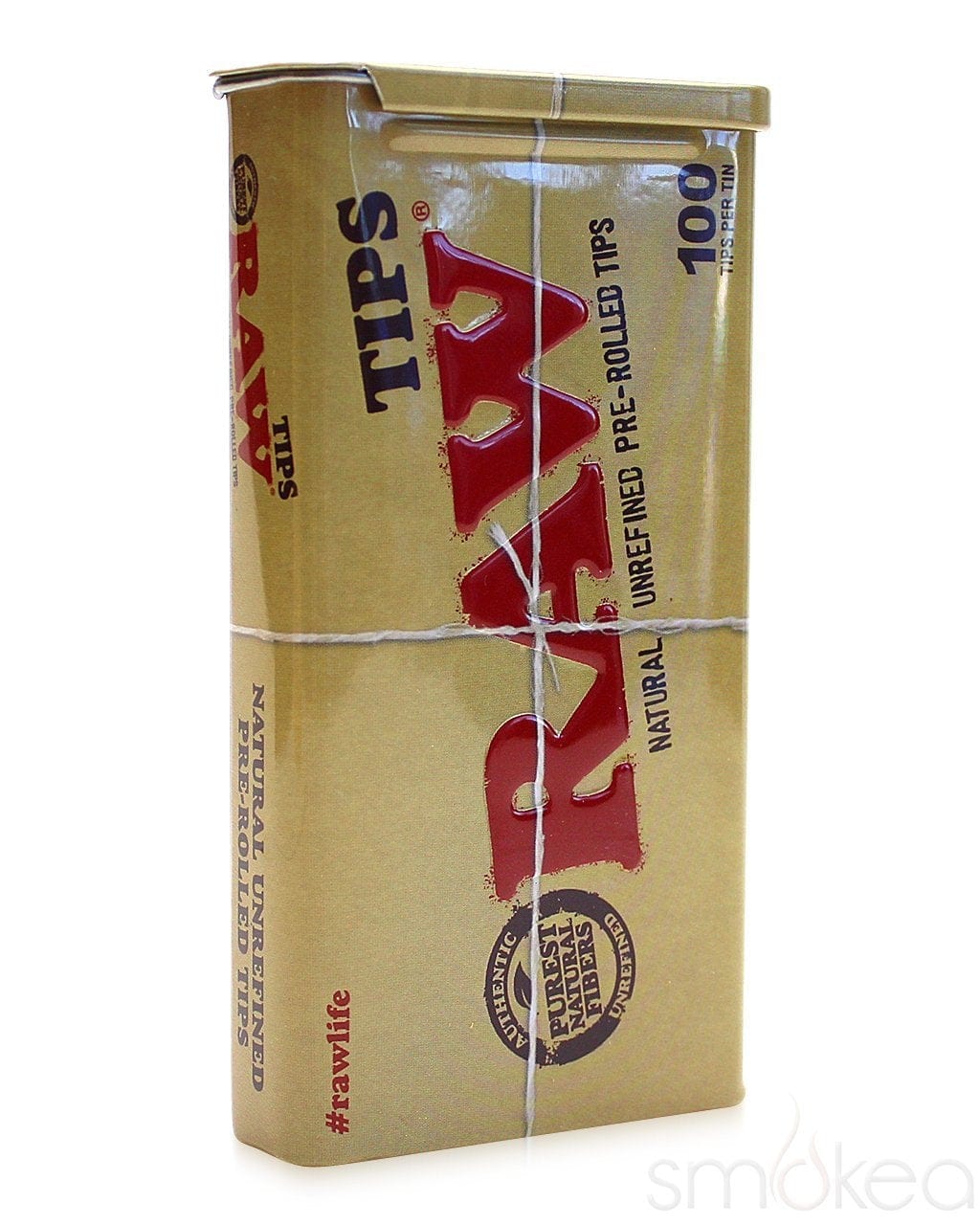 Raw Pre Rolled Rolling Paper Tips W Storage Tin 100 Pack Smokea