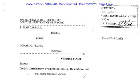 Read The Completed Jury Verdict Form In The Trump Carroll Case The New York Times