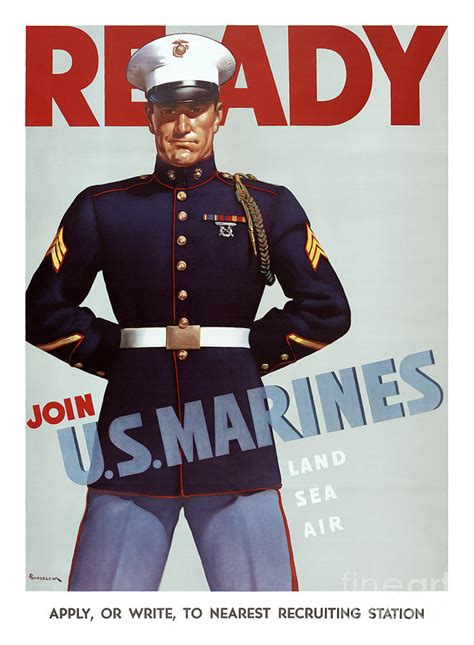 Ready Join U S Marines Vintage Military Poster Painting By Vintage Treasure Pixels