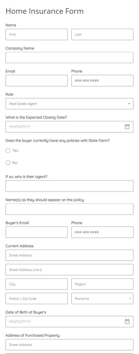 Real Estate Buyer Information Form Template 123Formbuilder