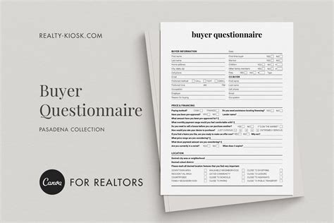 Real Estate Buyer Questionnaire Buyer Consultation Form Client