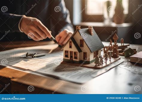 Real Estate House Contract Signing Paperwork And Miniature House Model