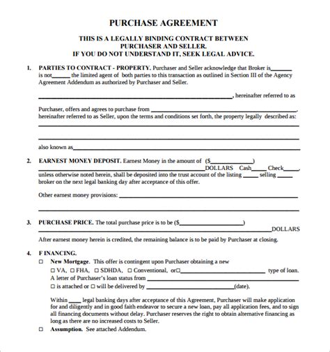 Real Estate Purchase Agreement Template Emmamcintyrephotography Com