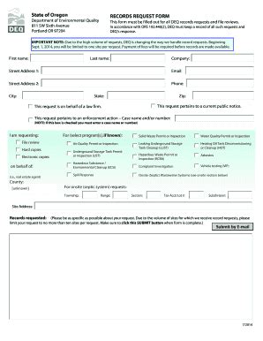 Records Request Form State Of Oregon Environmental Quality Deq