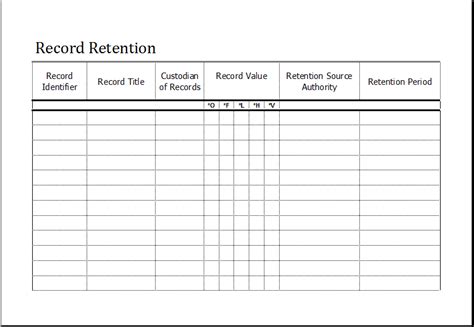 Records Retention Schedule Template Ms Excel Templates