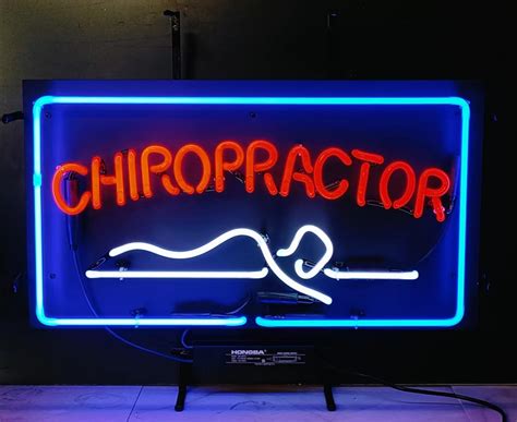 Red Chiropractor Green Lines Neon Sign Chiropractor Neon Signs Every