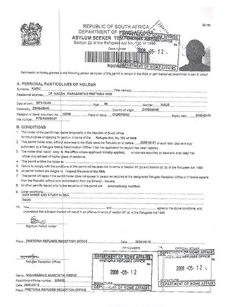 Refugee Status Application South Africa Refugee Law