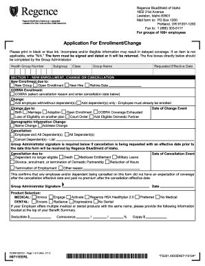 Regence Employer Cobra Form Fill Online Printable Fillable Blank