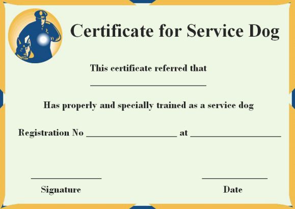 Registered Service Dog Certificate Official Service Dog Paperwork Amp Certificate