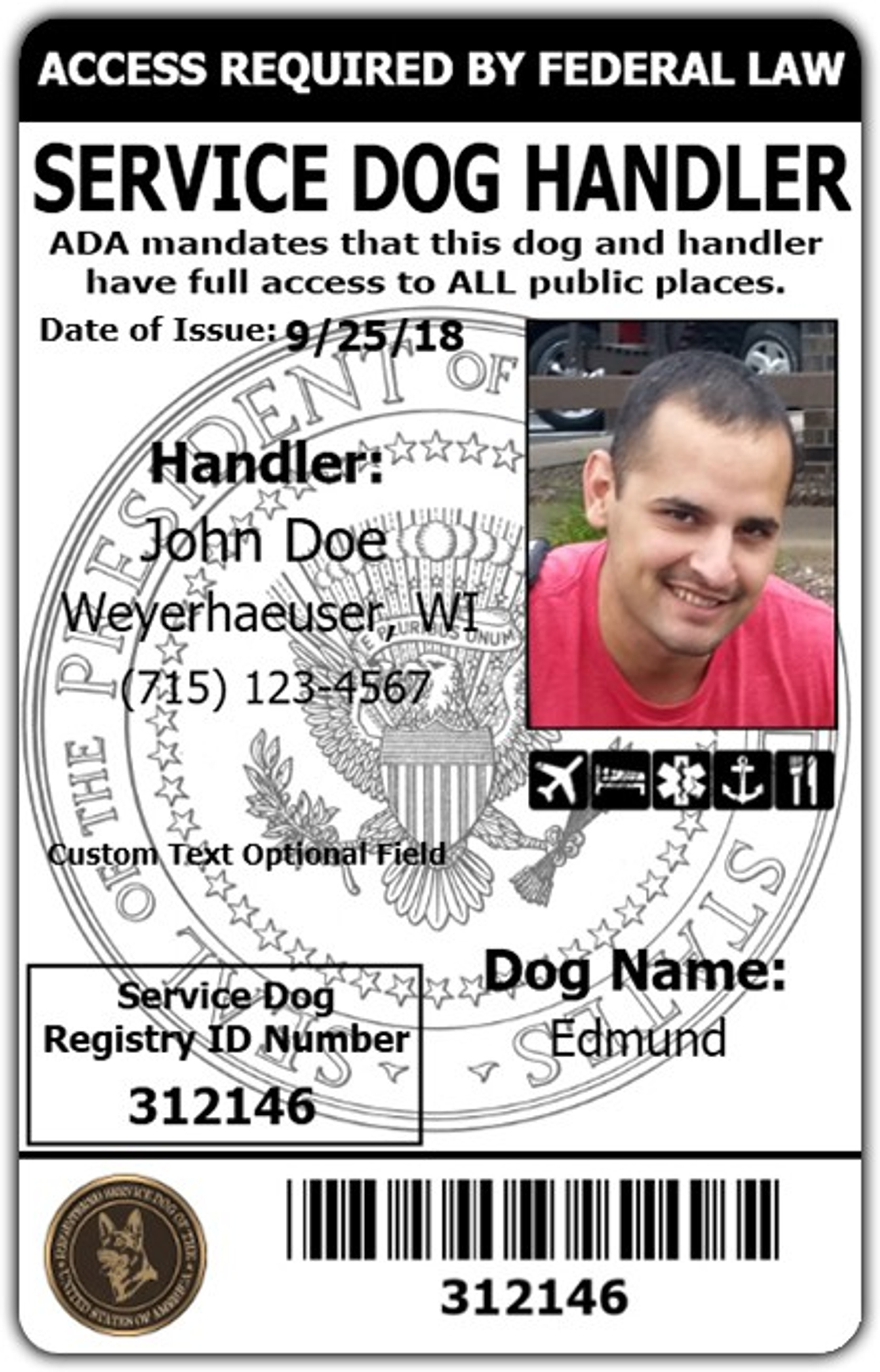 Registered Service Dog Id Card 2Pk Id Carrier Activedogs Com