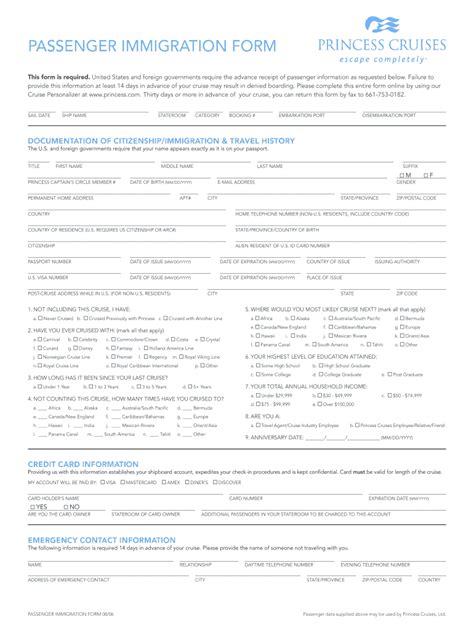 Registration Princess Cruise Application Form Fill And Sign Printable