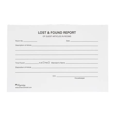 Registry Lost And Found Report Form 4 X 6 10 Pads Pack Lost And